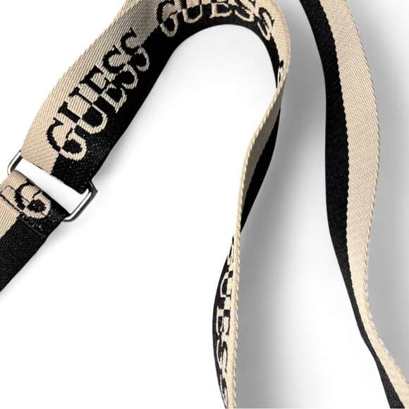 Guess Black Leather Fanny Pack Bag with Canvas Strap - Picture 4 of 8